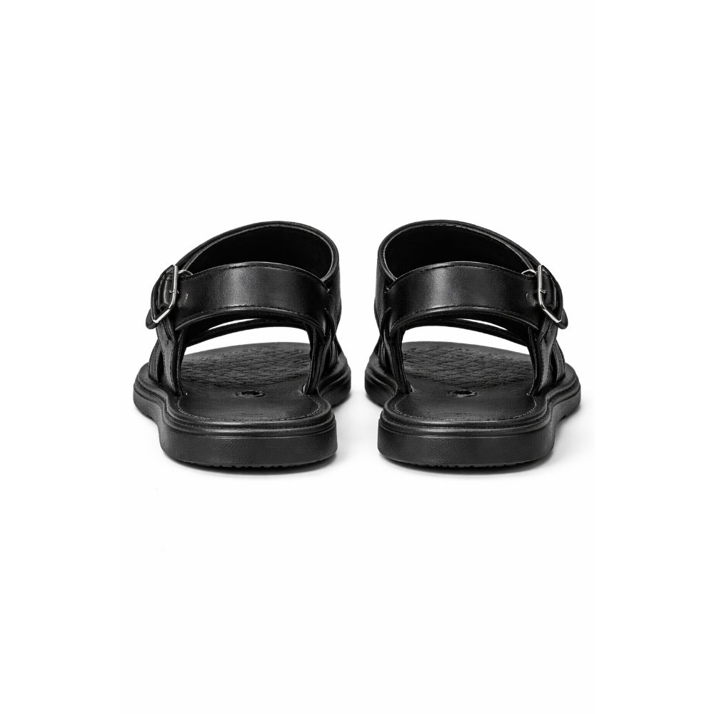 Mens Black Multi Strap Buckle Sandal